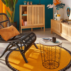 Table Basse Design Kumi En Métal Et Bois MDF - Noir, 39,5 X 41 Cm, Déco Intérieure Moderne