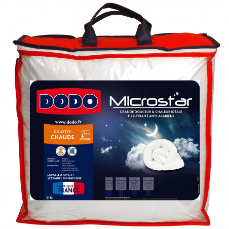Pack Couette Dodo Microstar 240 x 260 cm pour lit 2 places "King Size" + 2 Oreillers Microstar 60 x 60 cm
