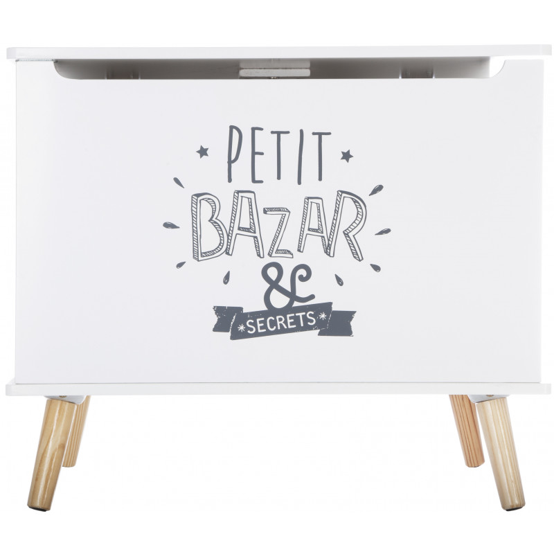 Coffre De Rangement Douceur Beige Atmosphera For Kids 61 X 44,2 Cm – Design Arrondi Et Pieds En Bois Pour Chambre Enfant