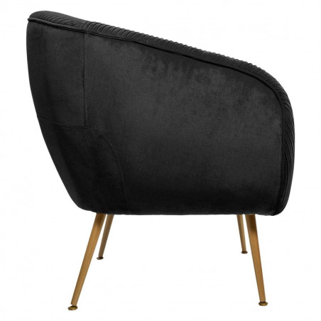 Fauteuil Solaro Atmosphera - Velours Moutarde Plissé - Structure Pin Et Fer - 75x70x78cm