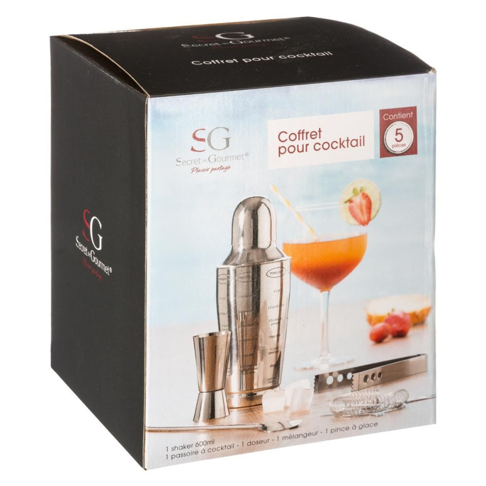 Secret De Gourmet - Coffret à Cocktails Mojito 35cm Transparent : 4 Chopes, Pilon & Recettes