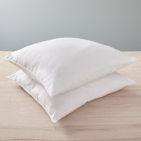 Lot de 2 oreillers 60 x 60 cm Blanrêve Gamme "Douceur" traité Anti Acarien Soft & care