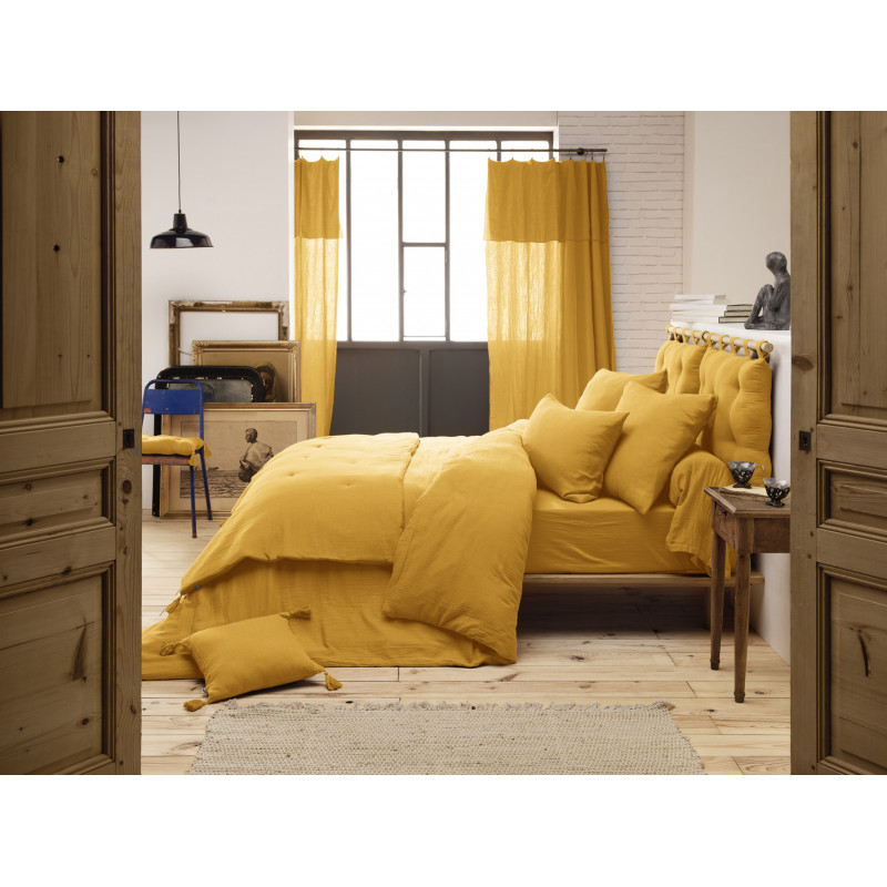 Edredon Double Gaze De Coton Luxe 150x150 Cm Gaia Bordeaux - Bout De Lit Pompons