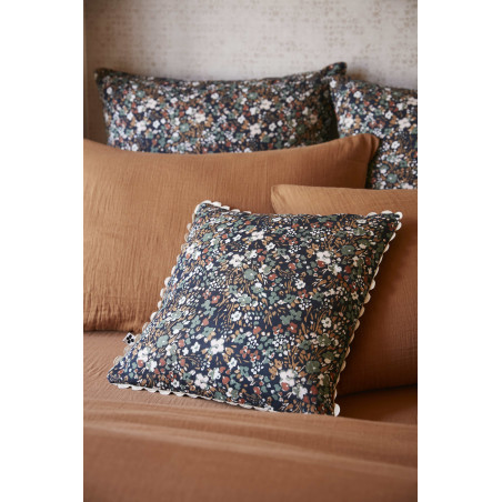 Coussin déhoussable festonné "Capucine" 40 x 40 cm "Gaze de Coton" l'Effet Papillon