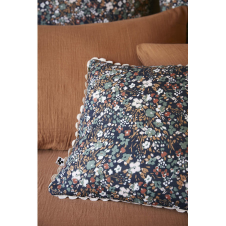Coussin déhoussable festonné "Capucine" 40 x 40 cm "Gaze de Coton" l'Effet Papillon