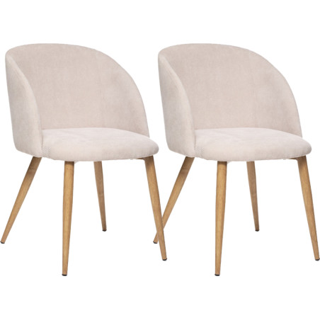 Lot de 2 fauteuils imitation chêne "Céleste" en velours côtelé Atmosphéra