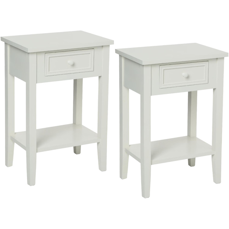 Lot de 2 tables de chevet 1 tiroir "Charme" Blanc Atmosphera