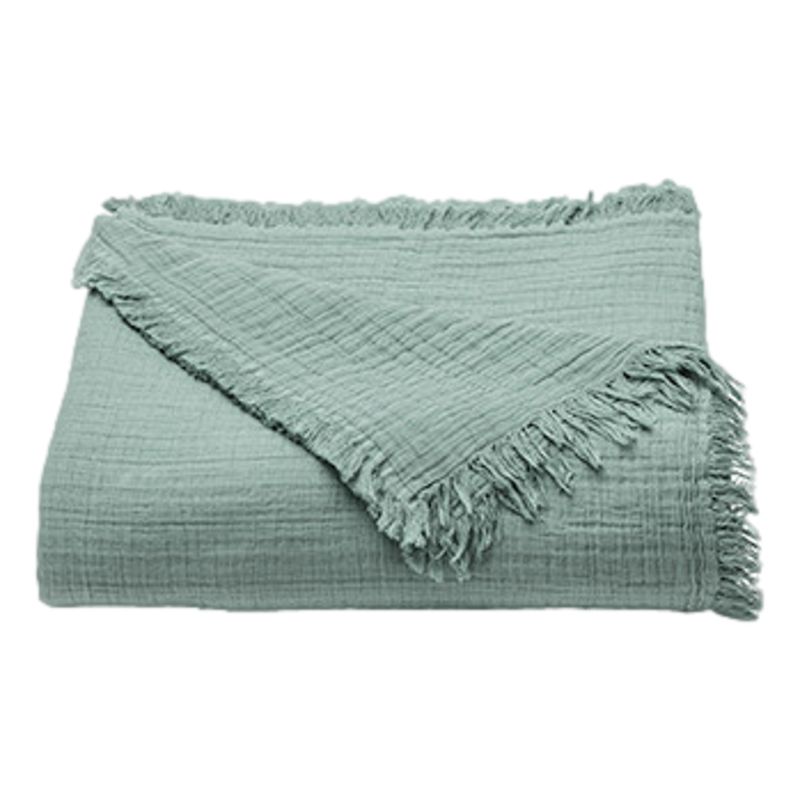 Couvre lit à franges "Brehat" Gaze de Coton stonewashed Toison d'or