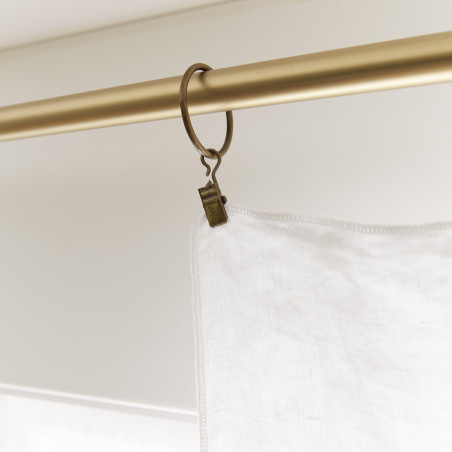 Lot de 2 rideaux ajustable + 8 anneaux pince "Soline" 140 x 270 cm Lin lavé l'Effet Papillon