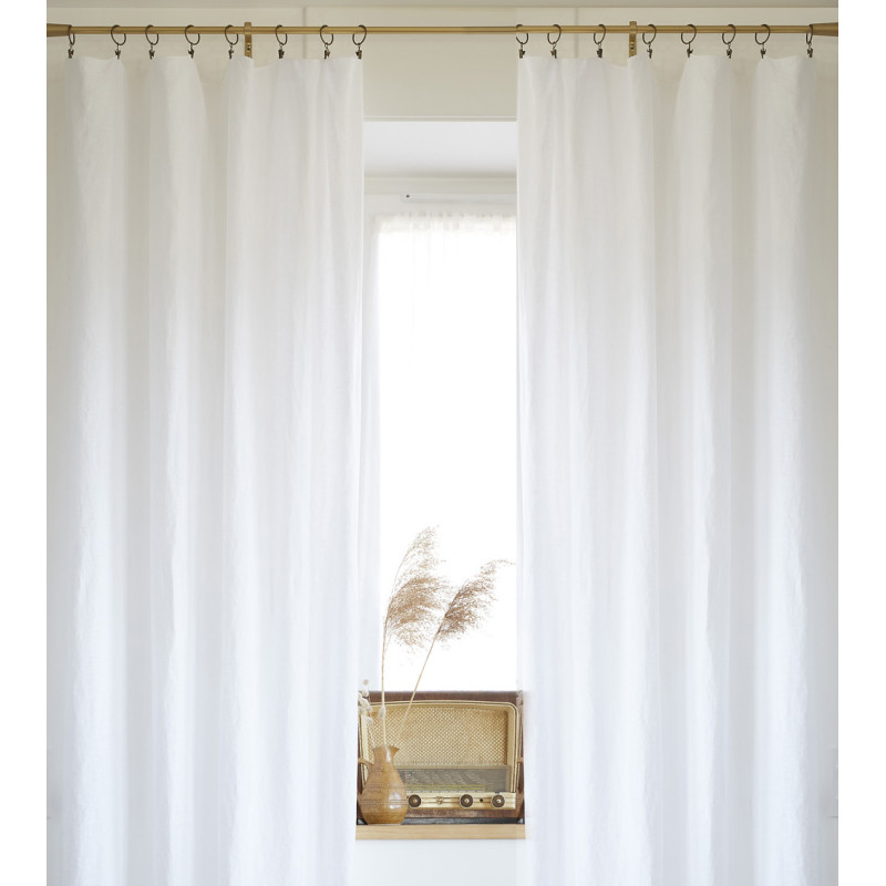 Lot de 2 rideaux ajustable + 8 anneaux pince "Soline" 140 x 270 cm Lin lavé l'Effet Papillon