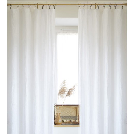 Lot de 2 rideaux ajustable + 8 anneaux pince "Soline" 140 x 270 cm Lin lavé l'Effet Papillon