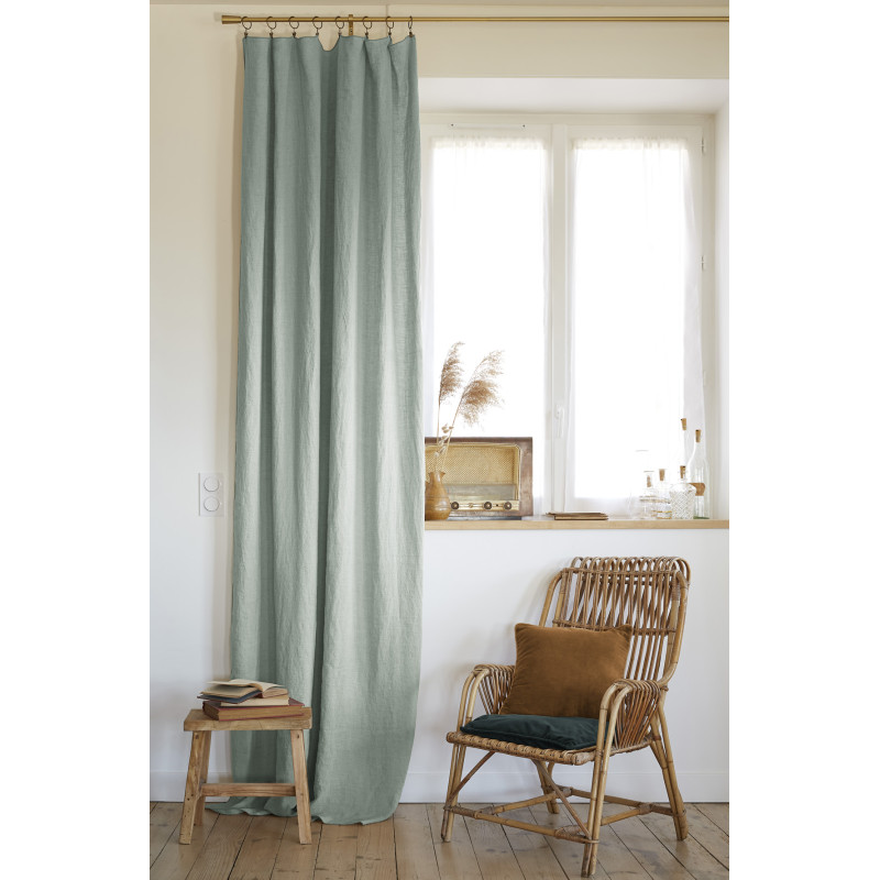 Rideau ajustable + 8 anneaux pince "Soline" 140 x 270 cm Lin lavé l'Effet Papillon