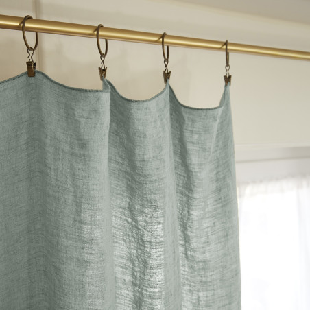 Rideau ajustable + 8 anneaux pince "Soline" 140 x 270 cm Lin lavé l'Effet Papillon