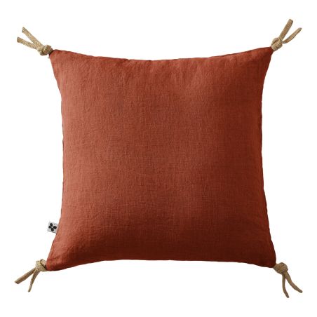 Coussin déhoussable avec pompons "Soline" Lin lavé 45 x 45 cm l'Effet Papillon
