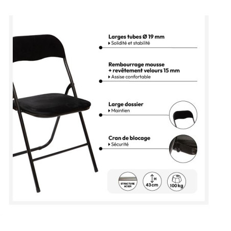 Chaise pliante en velours "Easy" Atmosphera