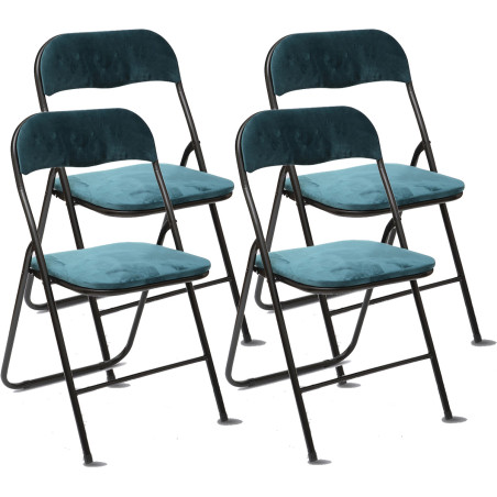 Lot de 4 chaises pliante en velours "Easy" Atmosphera