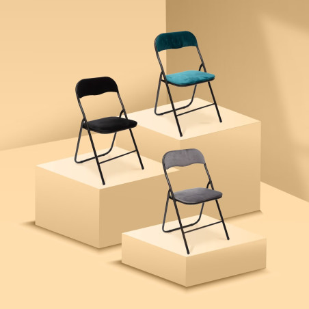 Lot de 4 chaises pliante en velours "Easy" Atmosphera