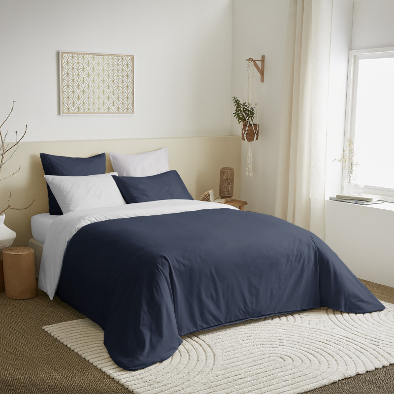 Housse De Couette 90x190 Cm + 2 Taies 65x65 Cm - Imprimé Titanic Bleu Foncé, Polycoton, Fermeture éclair