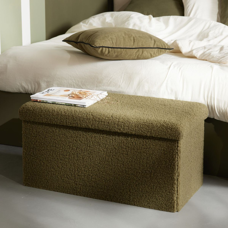 Banc coffre pliable Bouclette "Teddy Matcha" La Factory