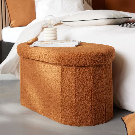 Banc coffre pliable ovale Bouclette "Teddy Moka" La Factory