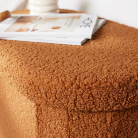 Banc coffre pliable ovale Bouclette "Teddy Moka" La Factory