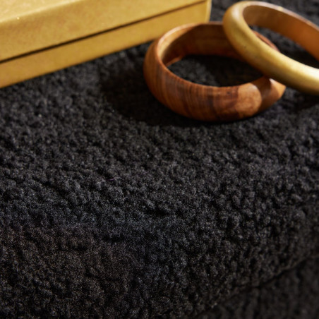 Pouf coffre Bouclette carré "Teddy Matcha" La Factory