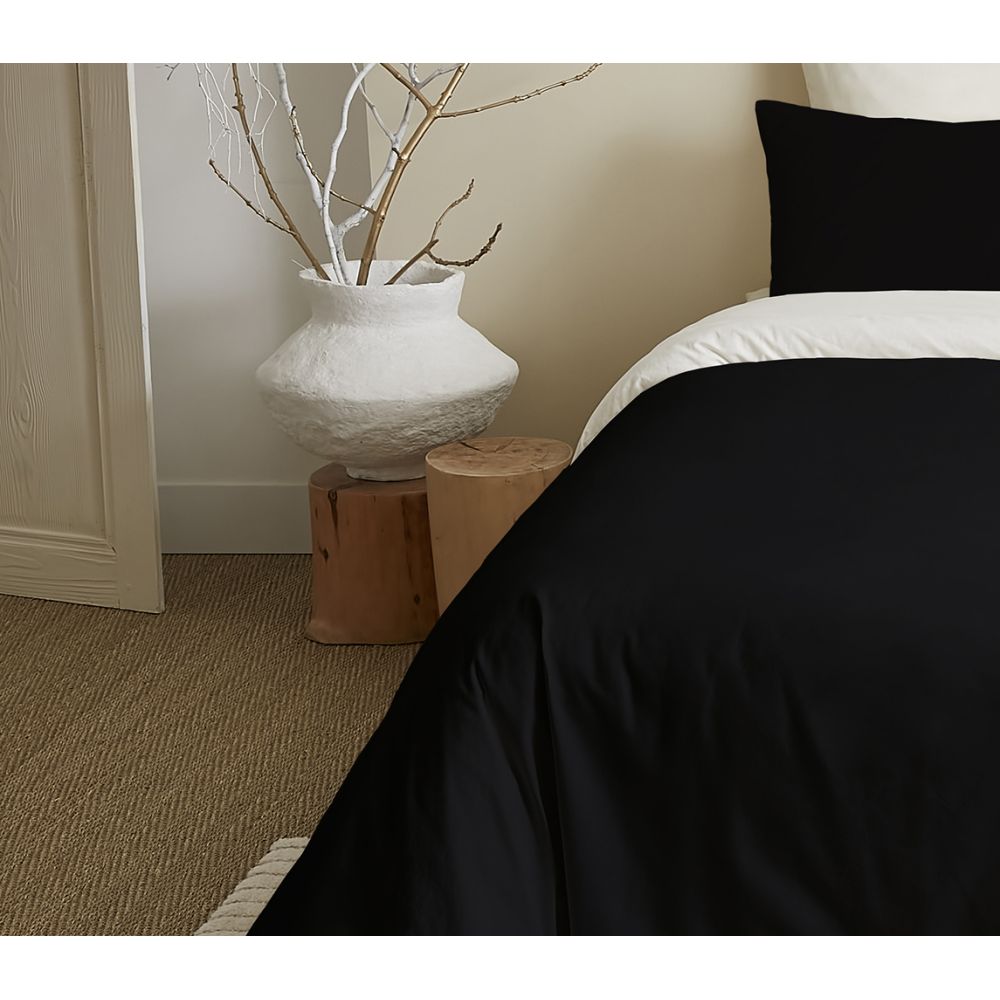 Pack Parure Lit 6 Pièces King Size 260x240 Cm Bicolore 100% Coton 57 Fils – Housse + Drap + 4 Taies