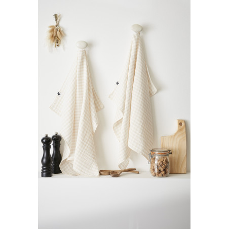 Lot de 2 essuie-mains "Vickie" 50 x 70 cm Tissé teint "Gaze de Coton" l'Effet Papillon