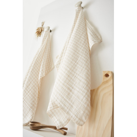 Lot de 2 essuie-mains "Vickie" 50 x 70 cm Tissé teint "Gaze de Coton" l'Effet Papillon