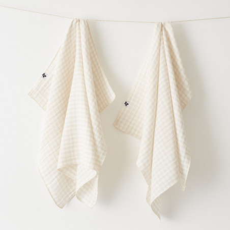 Lot de 2 essuie-mains "Vickie" 50 x 70 cm Tissé teint "Gaze de Coton" l'Effet Papillon