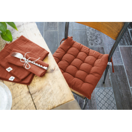Assise matelassée Outdoor déperlant - Anti-UV "Kala" en Coton 38 x 38 cm l'Effet Papillon