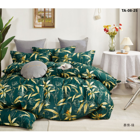 Parure de couette "Imprimé double face" percale de coton peigné 80 fils/cm²  pour lit 140 à 160