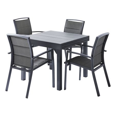 Salon de jardin Ensemble Modulo T 4 / 8  + F 4 Full Alu Gris Wilsa Garden