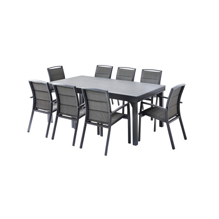 Salon de jardin Ensemble Modulo T 8/12 + F 8 Alu Gris Wilsa Garden