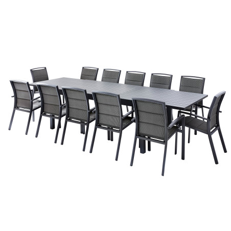 Salon de jardin Ensemble Modulo T 8/12 + F 12 Alu Gris Wilsa Garden