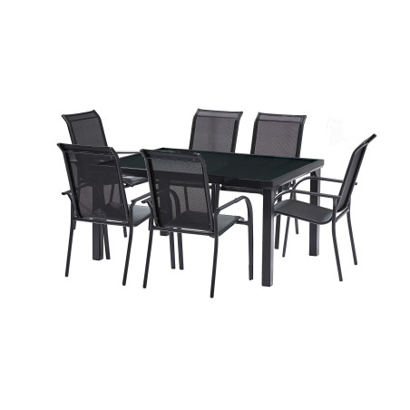 Salon de jardin en aluminium et verre Black Edition 6 places Wilsa Garden
