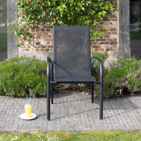 Salon de jardin en aluminium et verre Black Edition 6 places Wilsa Garden