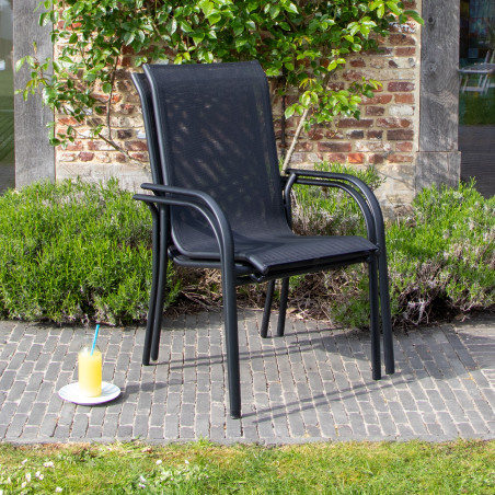 Salon de jardin en aluminium et verre Black Edition 6 places Wilsa Garden