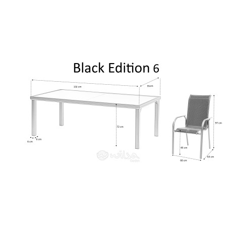 Salon de jardin en aluminium et verre Black Edition 6 places Wilsa Garden