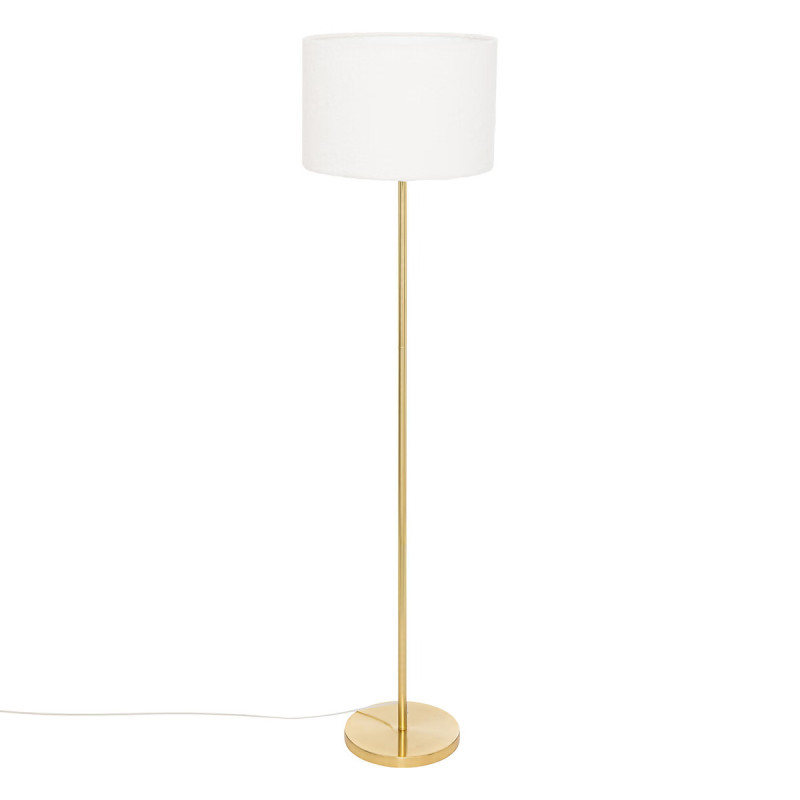Lampadaire droit doré "Tina" abat-jour en bouclette Atmosphera
