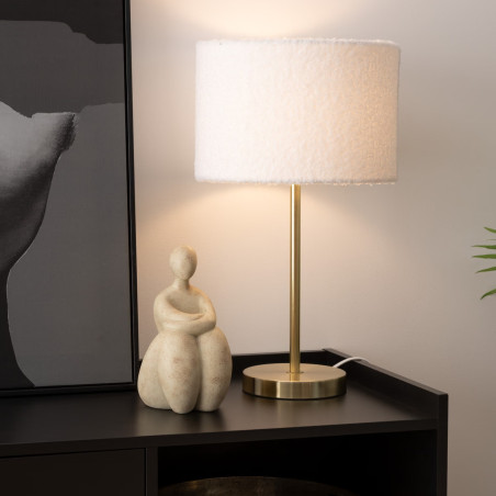 Lampe dorée "Tina" abat-jour en bouclette Atmosphera