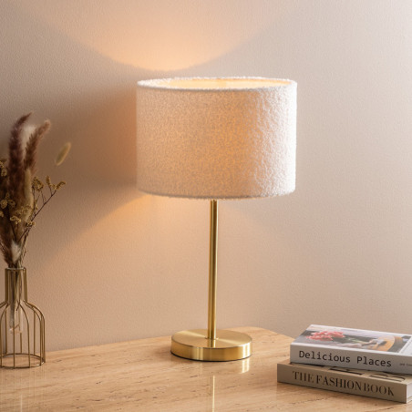 Lampe dorée "Tina" abat-jour en bouclette Atmosphera