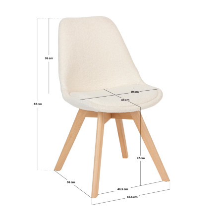Chaise style scandinave "Baya" bouclette blanc Atmosphera