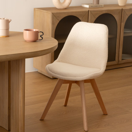 Chaise style scandinave "Baya" bouclette blanc Atmosphera