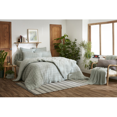 Housse de couette réversible "Gaïa Match" Tissé-teint grands carreaux toutes dimensions "Gaze de Coton" l'Effet Papillon