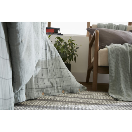 Housse de couette réversible "Gaïa Match" Tissé-teint grands carreaux toutes dimensions "Gaze de Coton" l'Effet Papillon