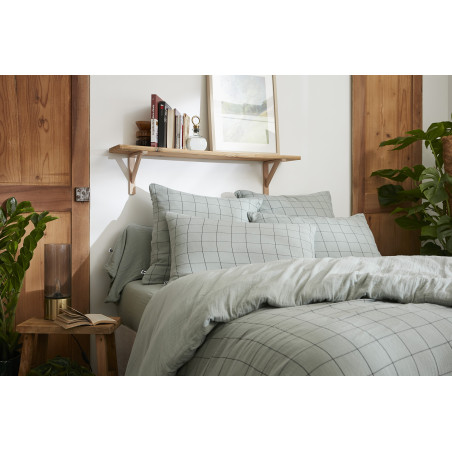 Housse de couette réversible "Gaïa Match" Tissé-teint grands carreaux toutes dimensions "Gaze de Coton" l'Effet Papillon