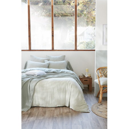 Housse de couette réversible "Vickie" Tissé-teint toutes dimensions "Gaze de Coton" l'Effet Papillon