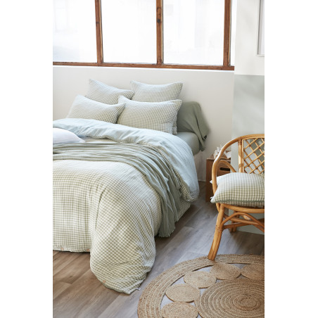 Housse de couette réversible "Vickie" Tissé-teint toutes dimensions "Gaze de Coton" l'Effet Papillon