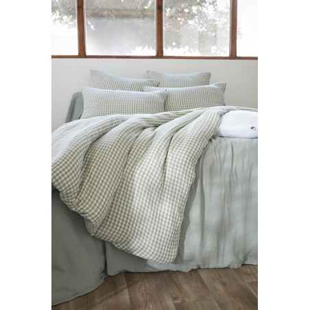 Housse de couette réversible "Vickie" Tissé-teint toutes dimensions "Gaze de Coton" l'Effet Papillon